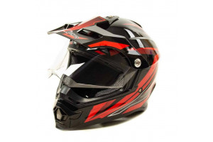 Шлем мото мотард HIZER B6196-1 (XL) #4 black/red